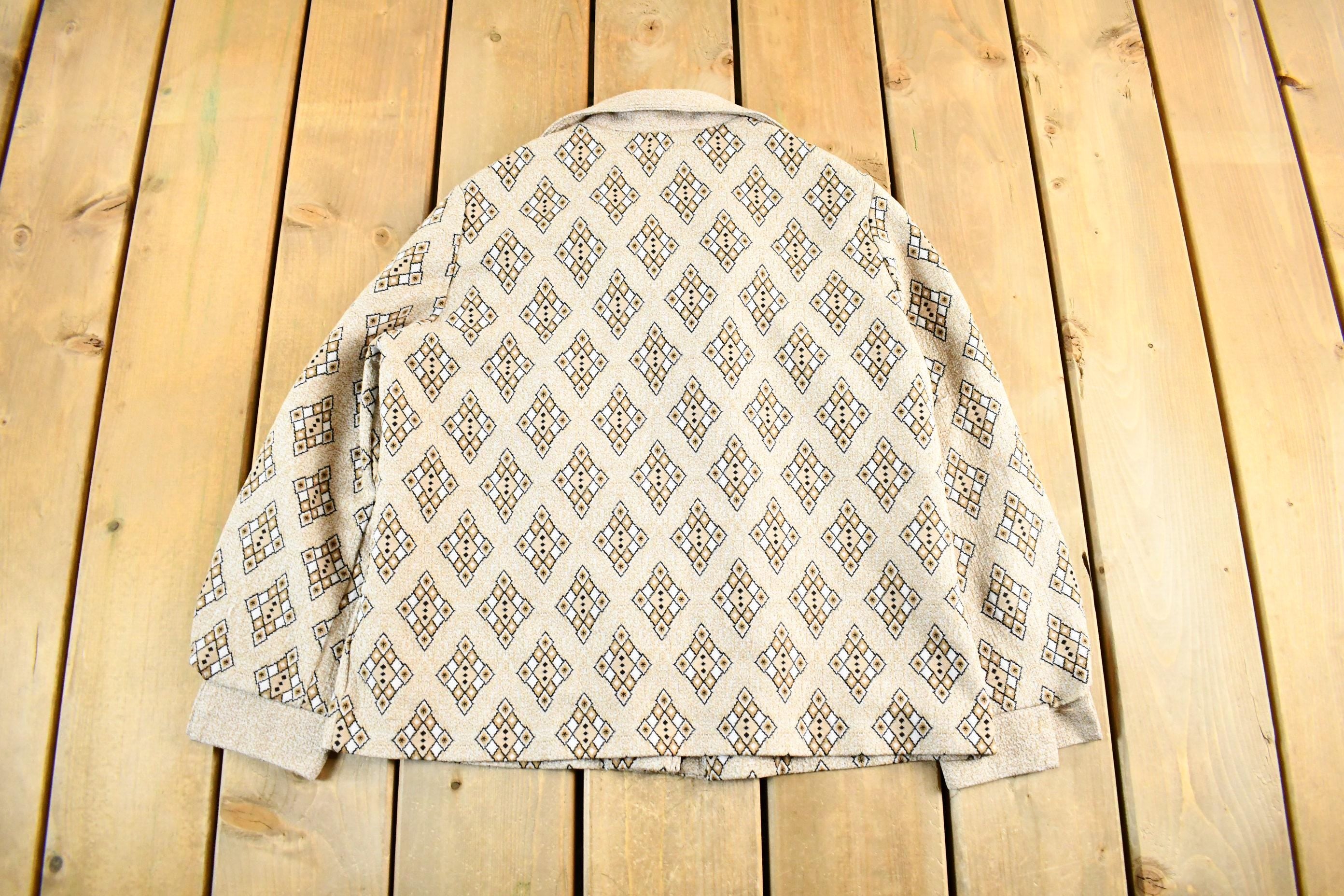 Vintage 1970's Argyle Pattern Button Up Shirt Women's Medium
