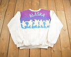 Vintage 1990s Alaska Dancing Polar Bears Souvenir Travel Crewneck Sweatshirt Made In USA