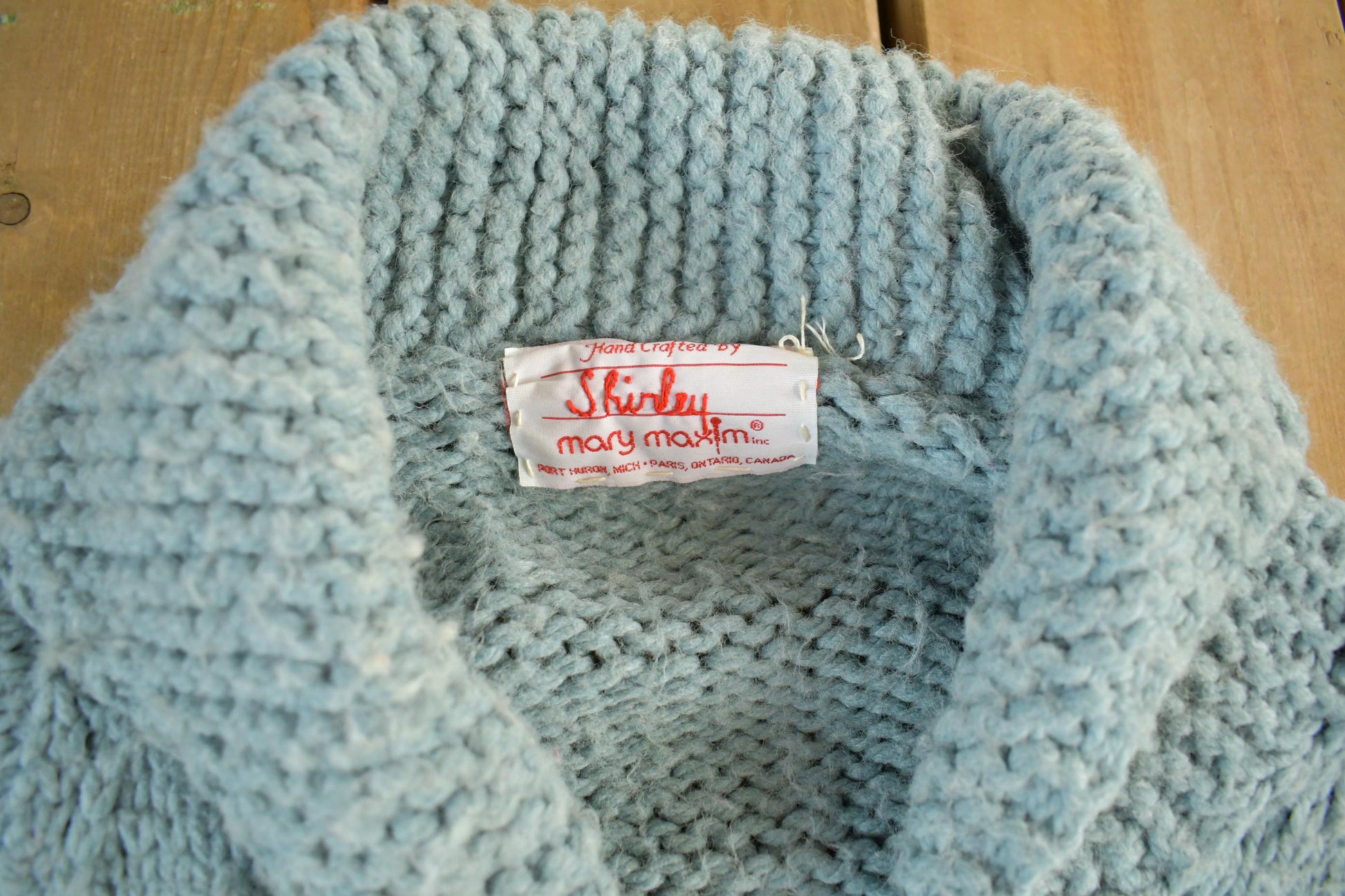 Vintage 1960s Cowichan Hand Knit Shawl Collar Zip Up Sweater Men's 2XL