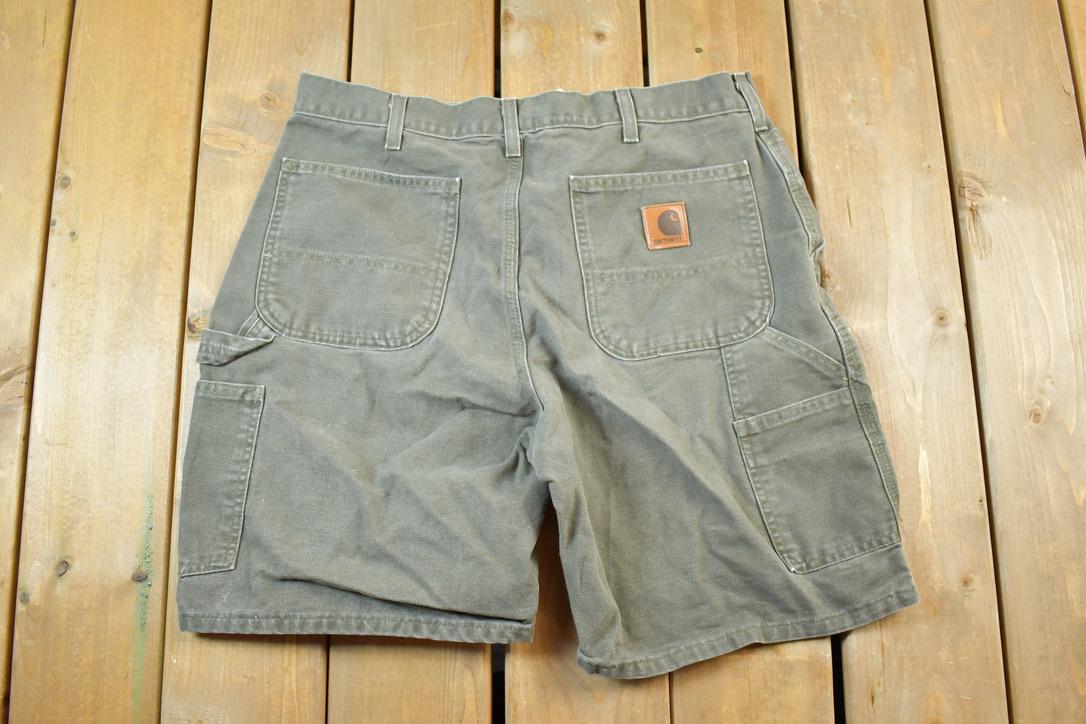 Vintage 1990s Carhartt Olive Denim Work Shorts Size 34 x 6