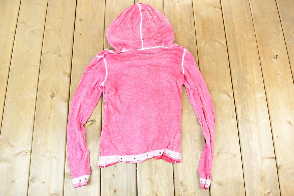 Women Vintage Vigoss Y2K Hooded Graphic Print T-Shirt / Vigoss Grunge Skull Print / Contrast Stitch / Internet Famous Clothing / Over Dyed