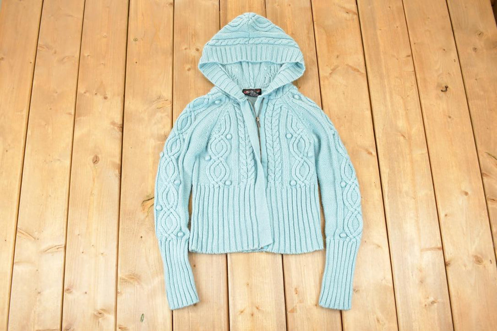 Vintage Y2K Takeout Cable Knit Cardigan Sweater Women's XS / 2000s Knitted Sweatshirt / Vintage Preppy Knits