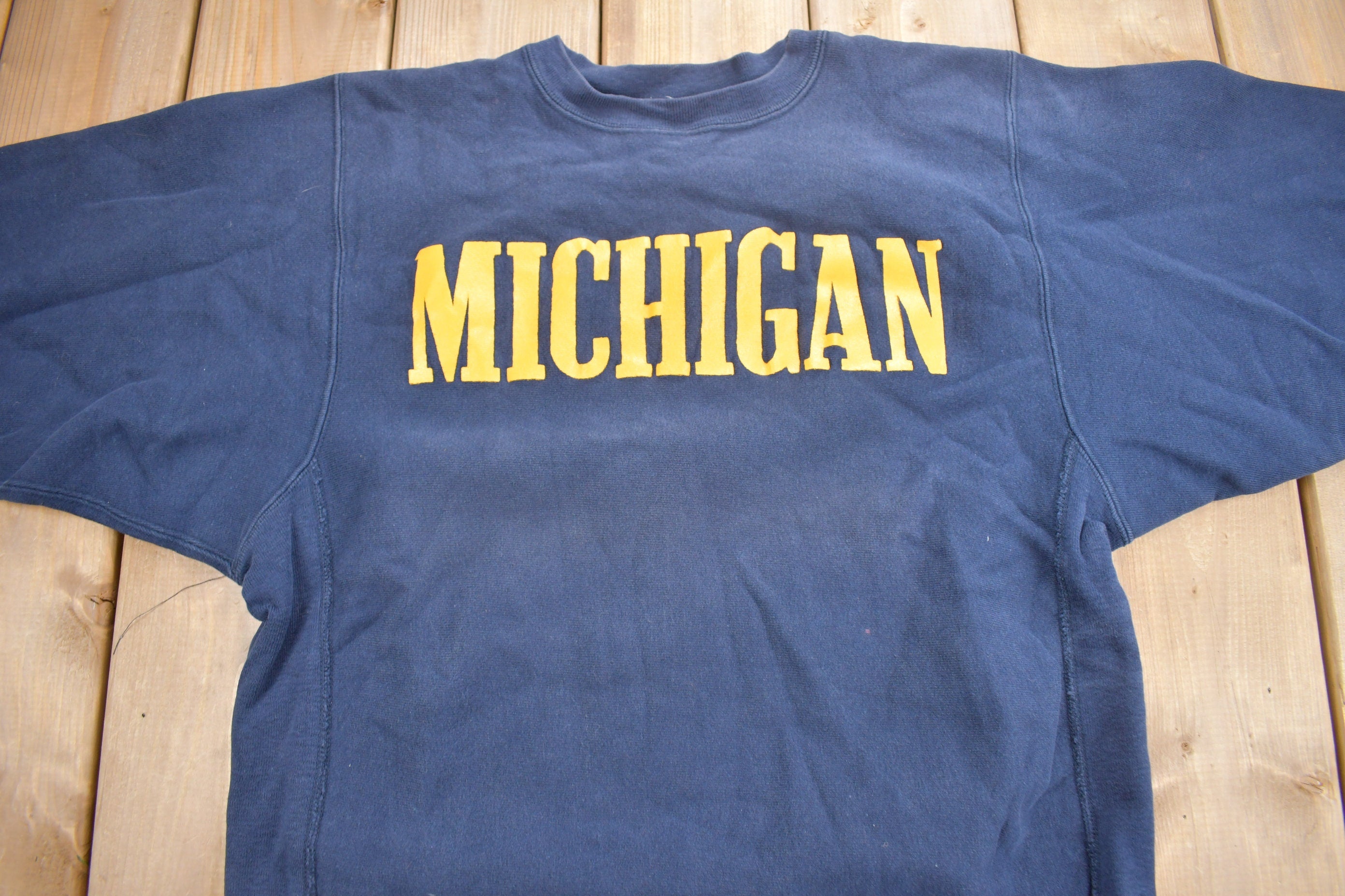 Vintage 1980s University Of Michigan Champion Reverse Weave Warmup Crewneck