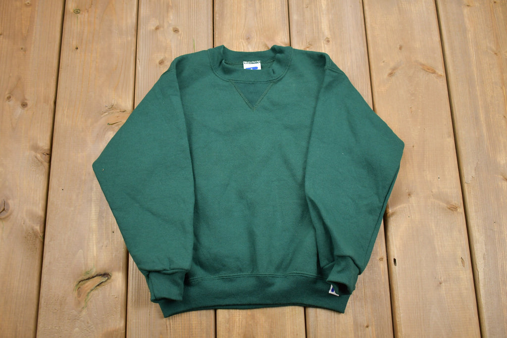 Vintage 1990s KIDS Green Russell Athletics Blank Crewneck Sweatshirt