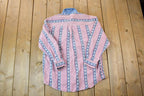 Vintage 1990s Lemon Grass All Over Print American Flag Button Up Shirt / 1990s Button Up / Vintage Flannel / Basic Button Up