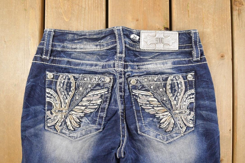 Vintage Deadstock Y2K Miss Me Bedazzled Low Rise Jeans Women's Size 26x31