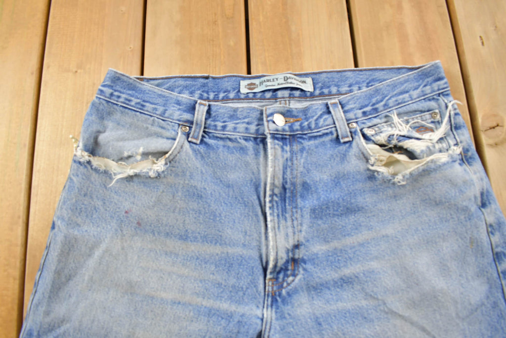 Vintage 1990s Harley Davidson Light Wash Denim Jeans Size 36 x 28