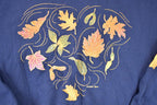 Vintage 1990s Gopher Sport Autumn Leaves Cute Collared Crewneck Sweatshirt Men's L
