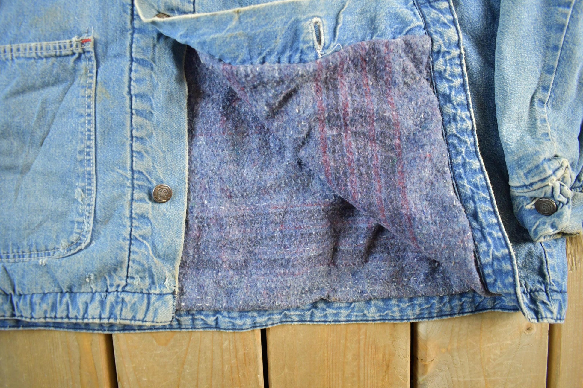 Vintage 1980s Big Mac Blanket Lined Denim Chore Coat Men's Large