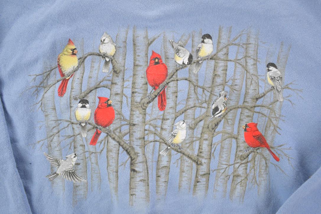Vintage 1990s Morning Sun Bird Theme Double Collar Crew Neck
