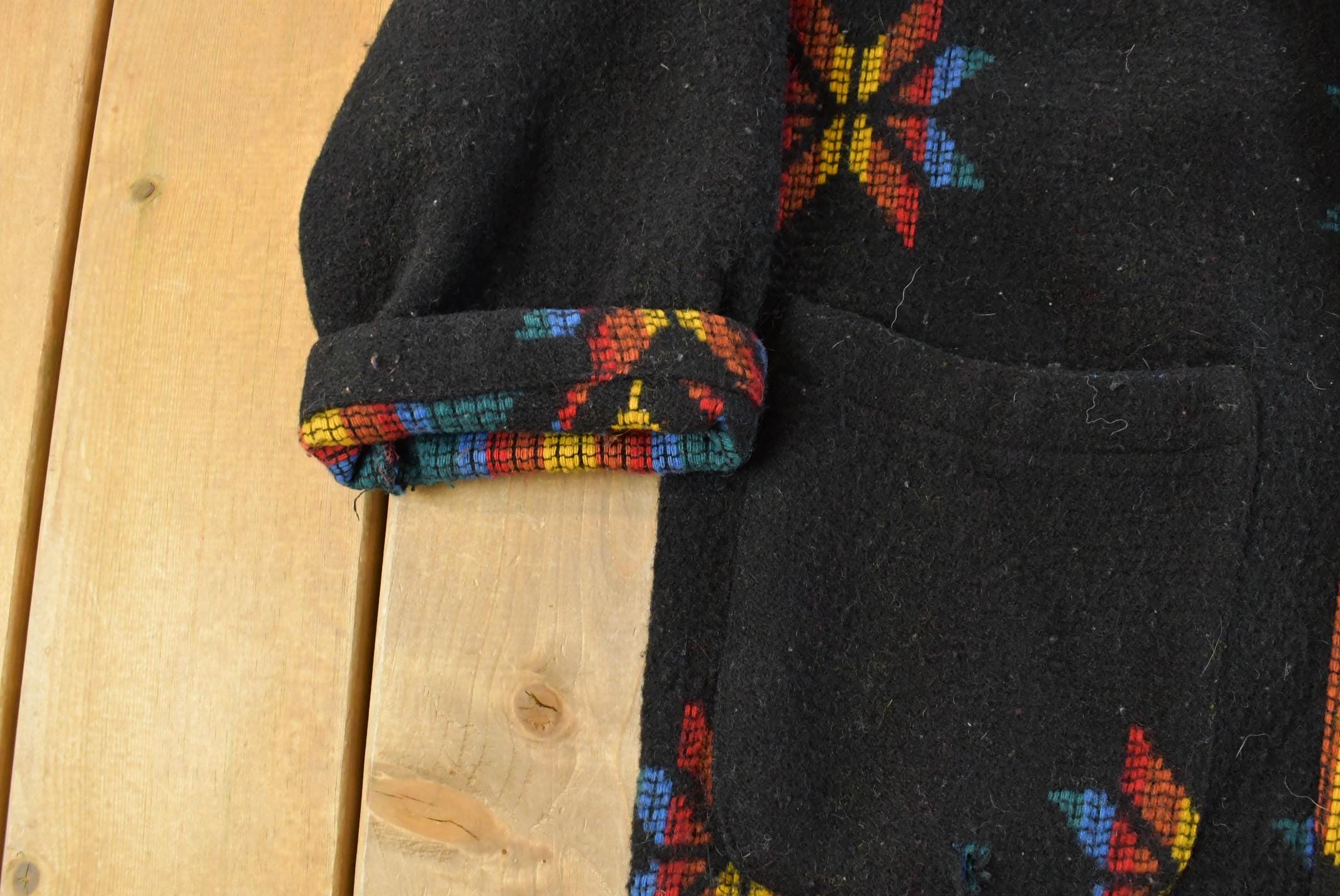Vintage 1990s Ivy Koral Western All Over Print Wool Robe Men's M  Full Length  Robe Coat  Long Jacket  Southwestern Americana