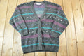 Vintage 1990s Euro Prep Knit Abstract Pattern Crewneck Sweater Mens L