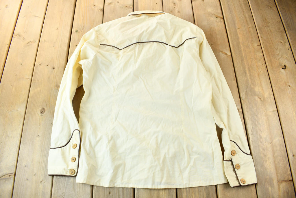 Vintage 1980s Embroidered Eagle Western Style Bib Front Button Up Shirt