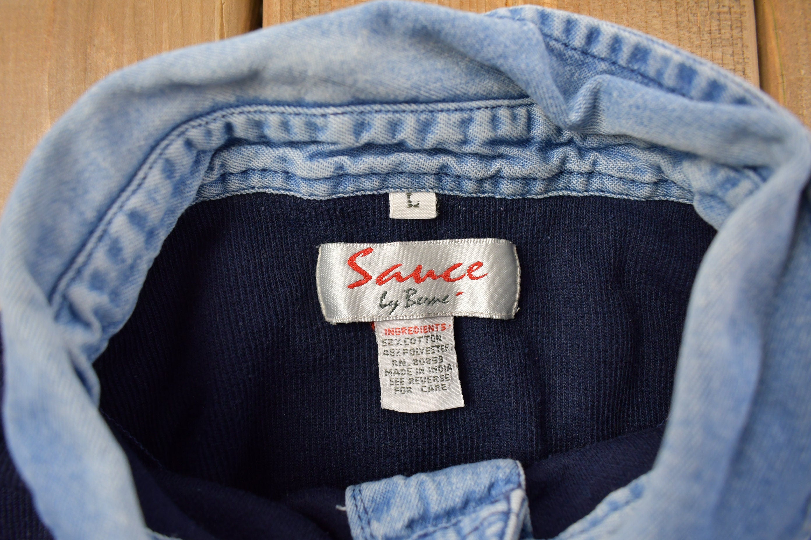 Vintage 1990s Sauce By Berne Blank Collard Sweatshirt