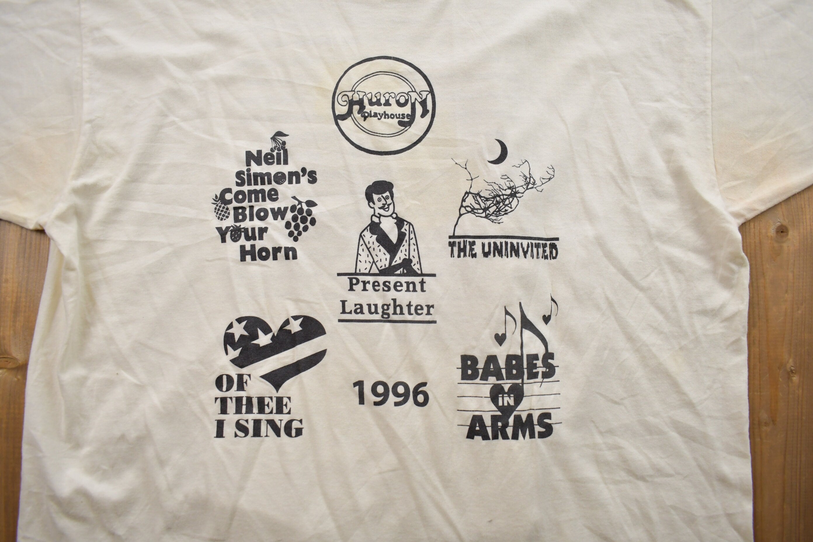 Vintage 1996 Huron Playhouse Band Tour Graphic T Shirt