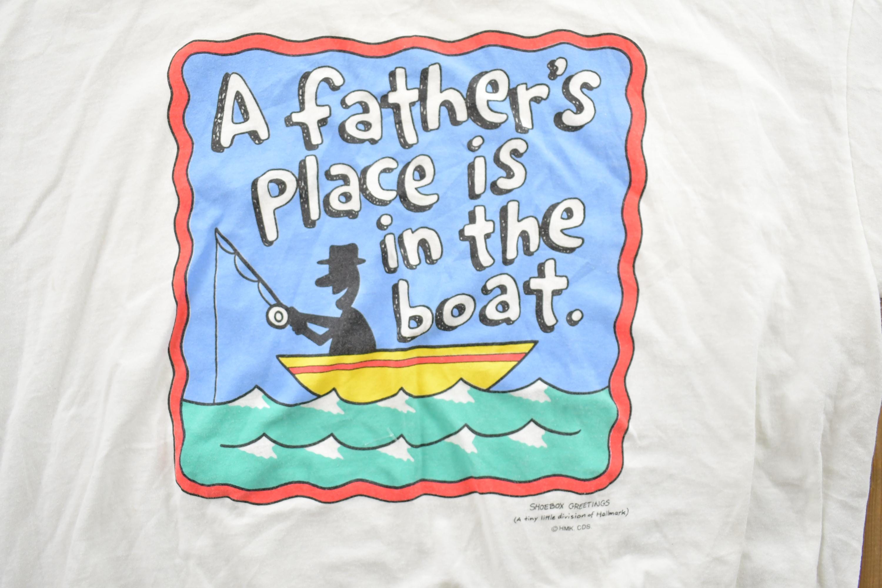 Vintage 1990s Shoebox Greetings Fathers Fishing Graphic T-Shirt