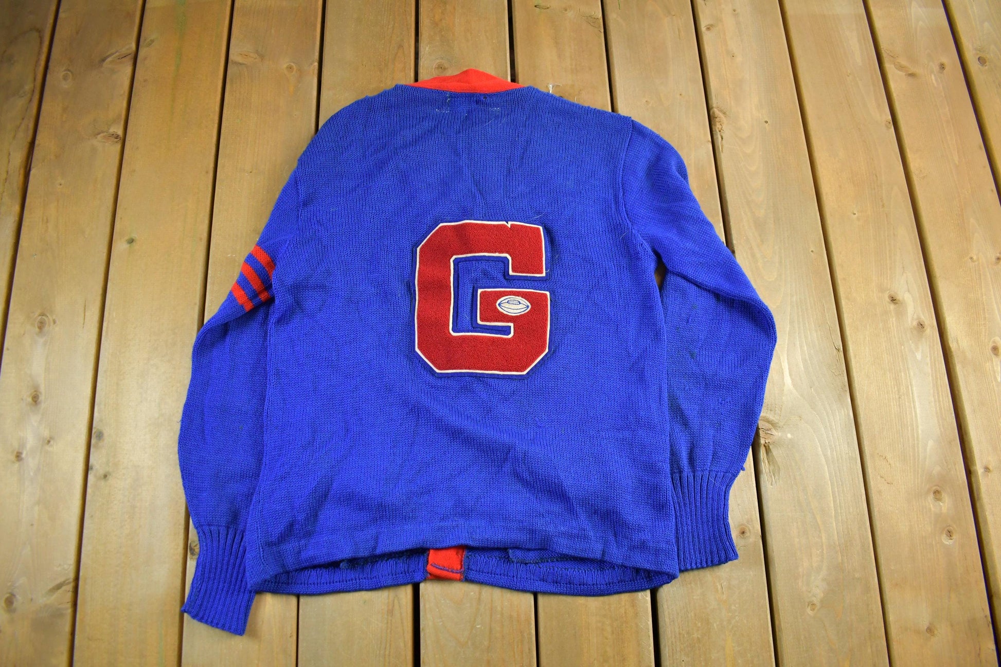 Vintage 1940s Escort Collegiate Sportswear Wool Knit Cardigan Sweater Men's Medium