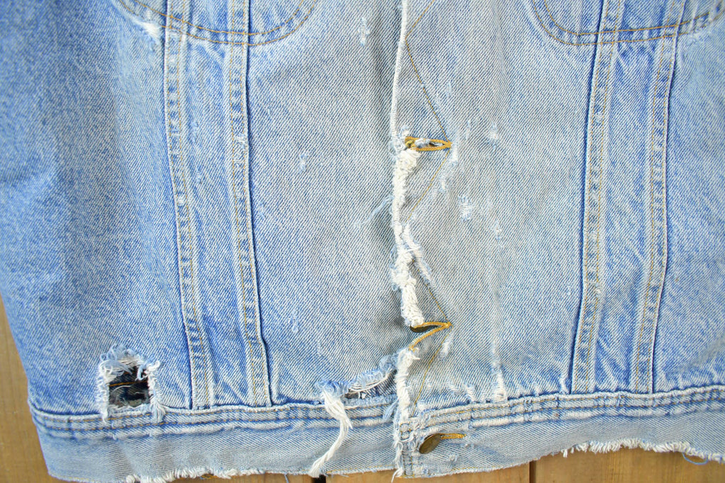 Vintage 1980s THRASHED Lee Storm Rider Blanket Lined Jean Jacket