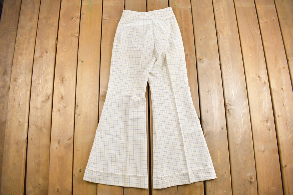 Vintage 1970s Girl Talk Plaid Bell Bottom Trousers Size 25 x 30