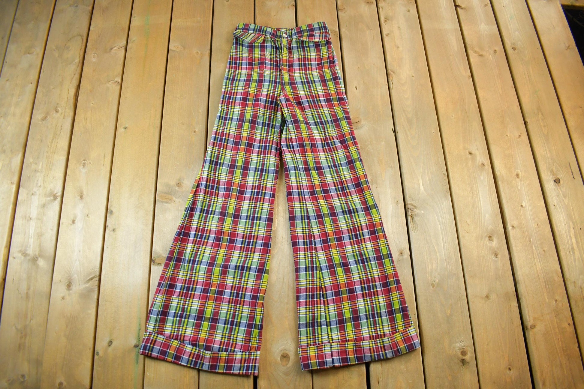 Vintage 1960s 1970s Flare Bell Bottom Pants Women's 25 x 32