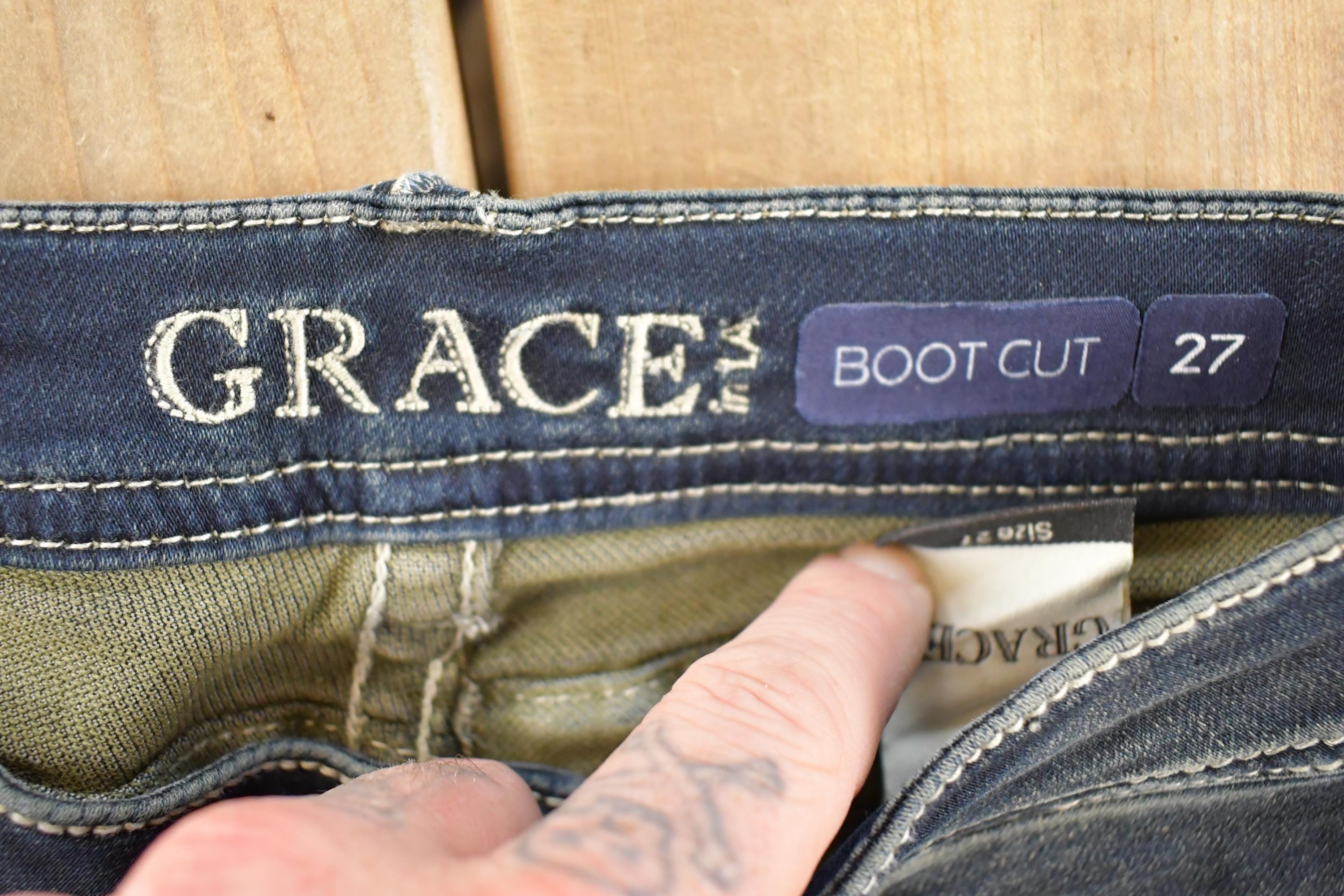 Vintage Deadstock Y2K Grace LA Bedazzled Low Rise Jeans Women's Size 27 x 32