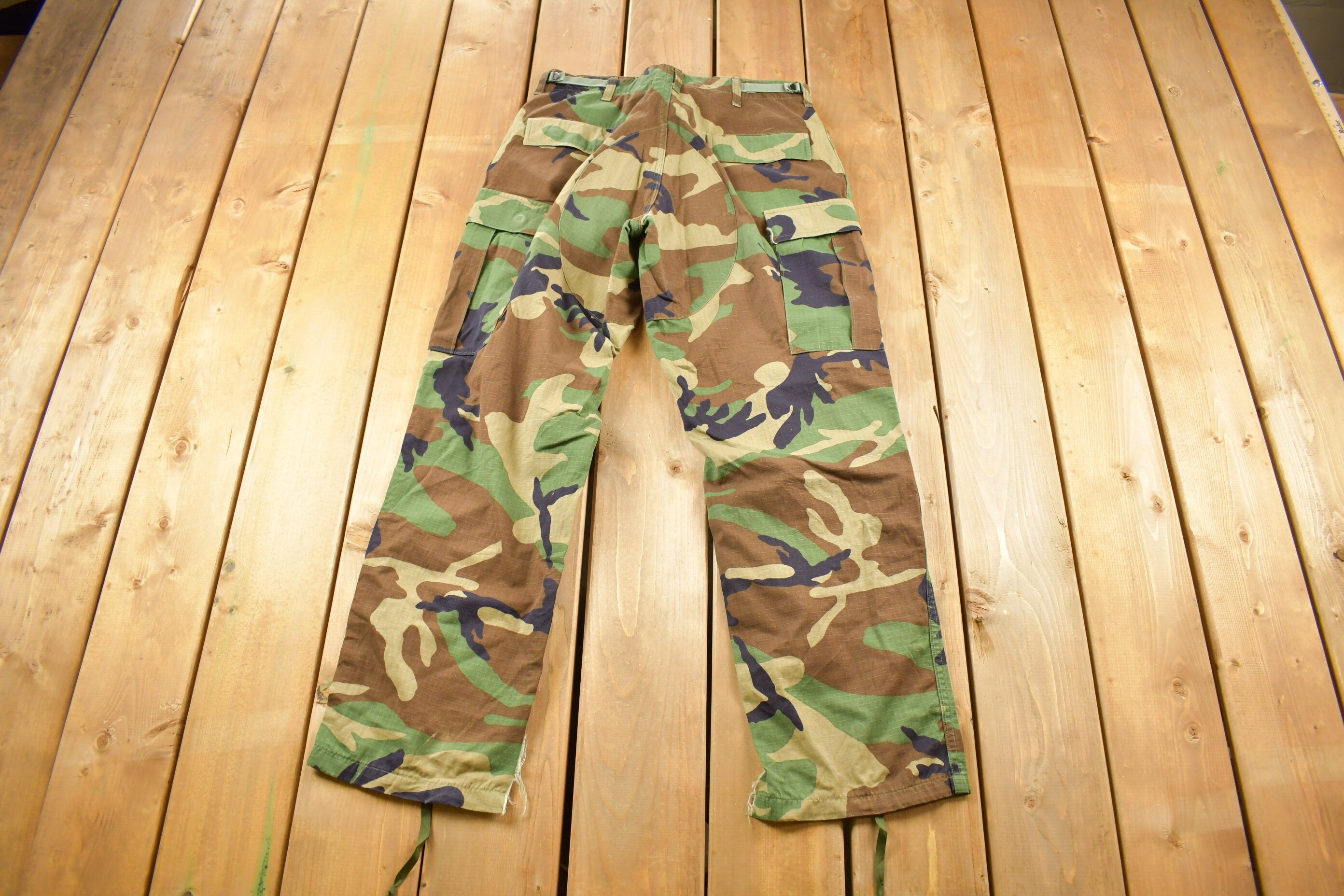 Vintage Army Woodland Camouflage Cargo Pants Size 34 x 30