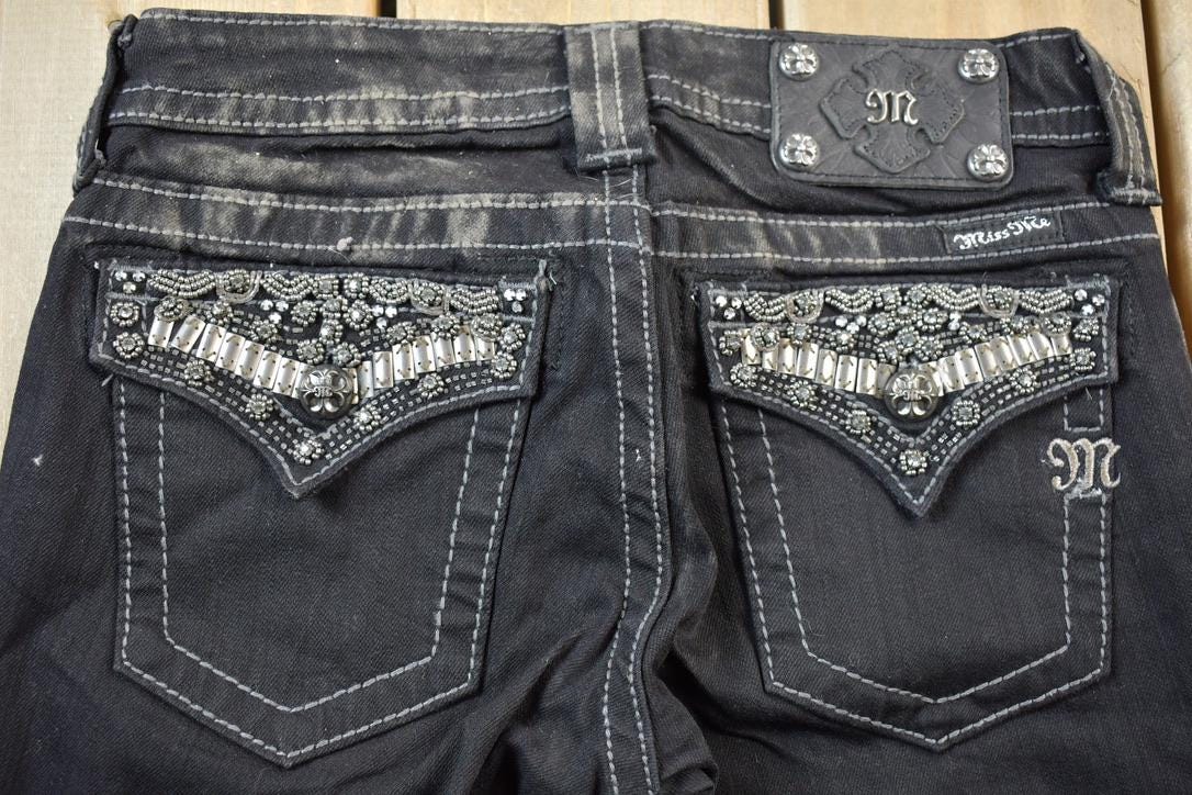 Vintage Y2K Miss Me Bedazzled Low Rise Jeans Size 26x33