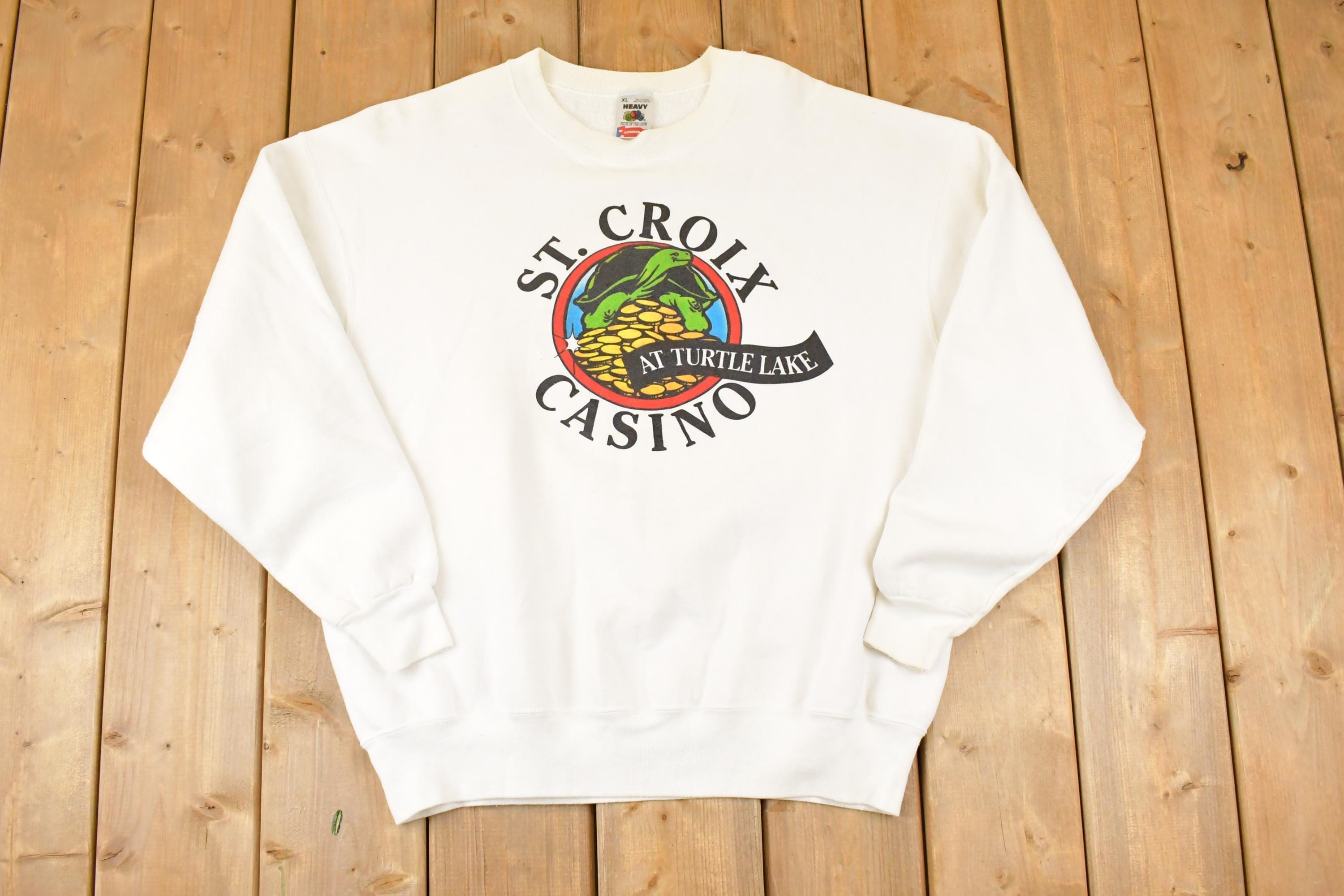 Vintage 1990s St Croix Casino Turtle Lake Graphic Print Crewneck Sweatshirt Mens L