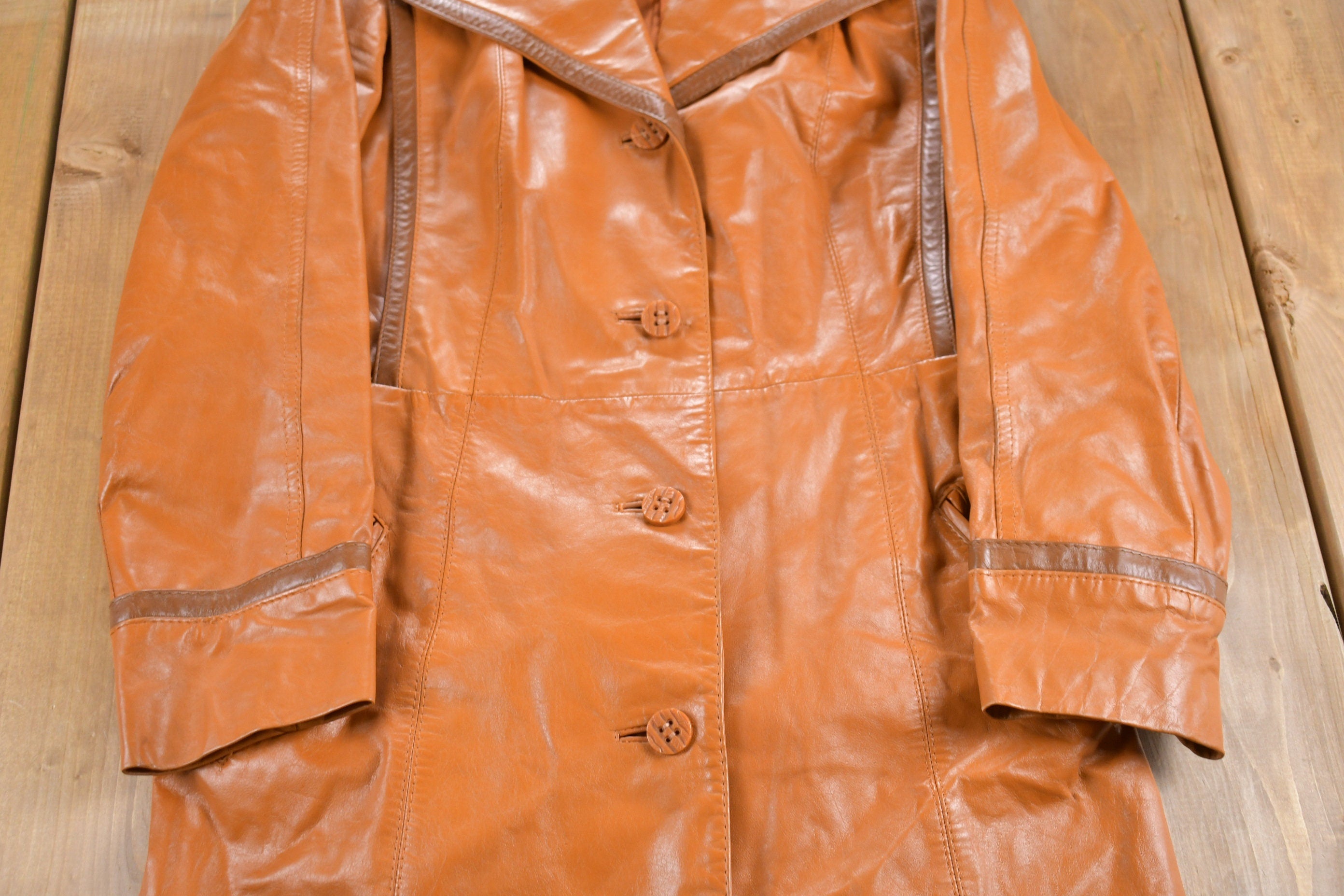 Vintage 1970s Suburban Heritage Leather Trench Coat