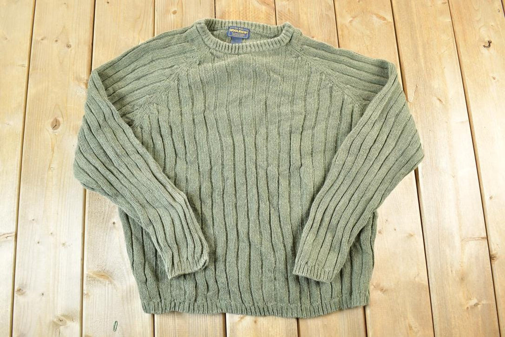 Vintage 1990s Woolrich Mens Cable Knit Crewneck Sweater Mens L