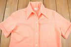 Vintage 1980s Blank Pink Womens Button Up Short Sleeve Shirt