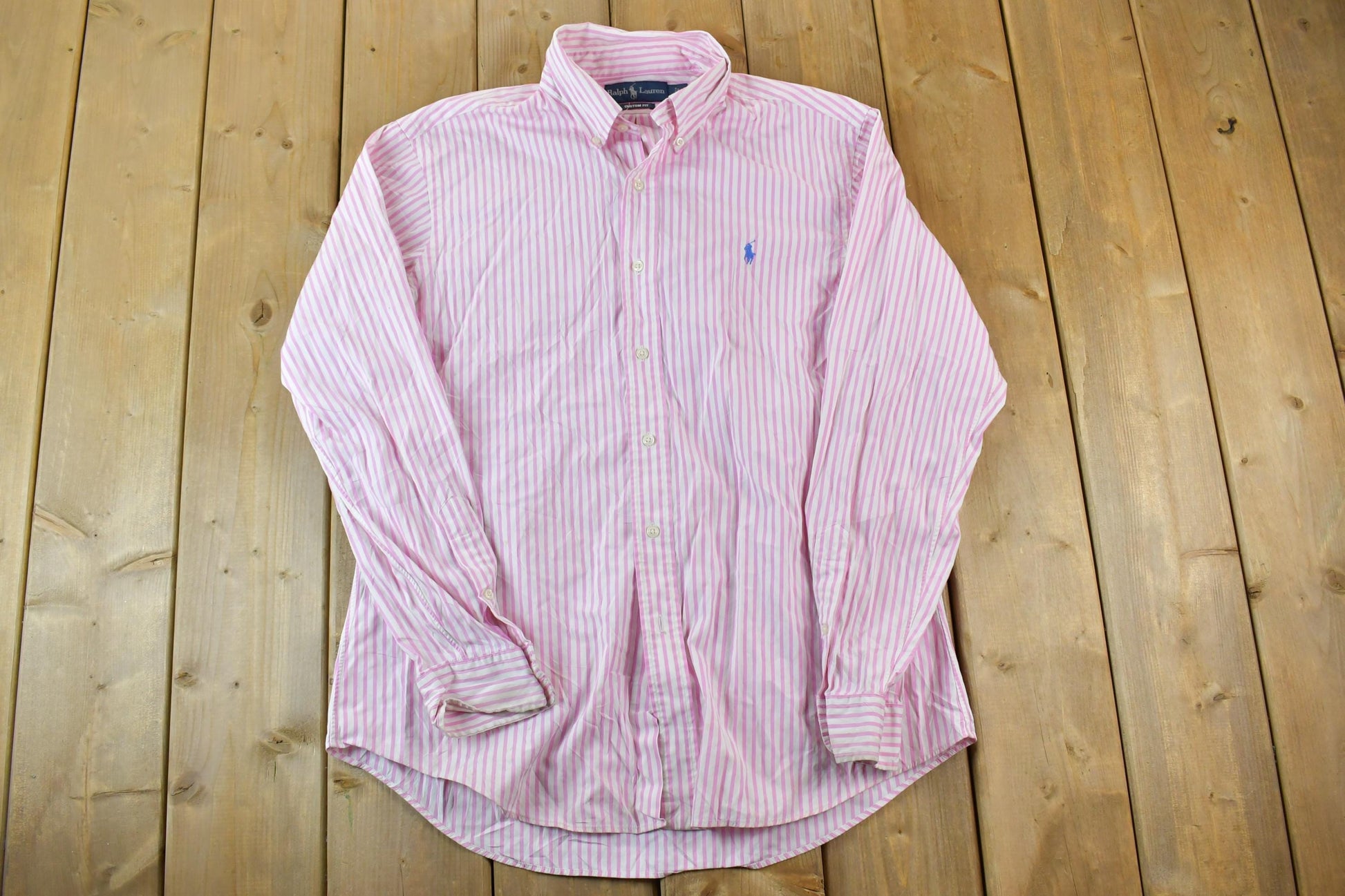 Vintage 1990s Ralph Lauren Pink Striped Button Up Shirt