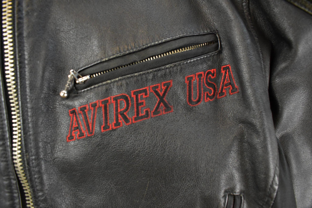 Vintage 1990s Avirex Racing Leather Jacket Men's Small