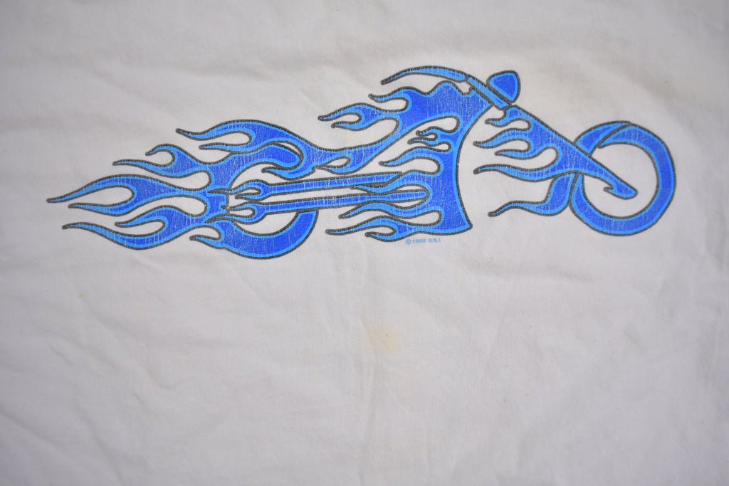Vintage 1999 Flaming Chopper Long Sleeve Graphic T-Shirt