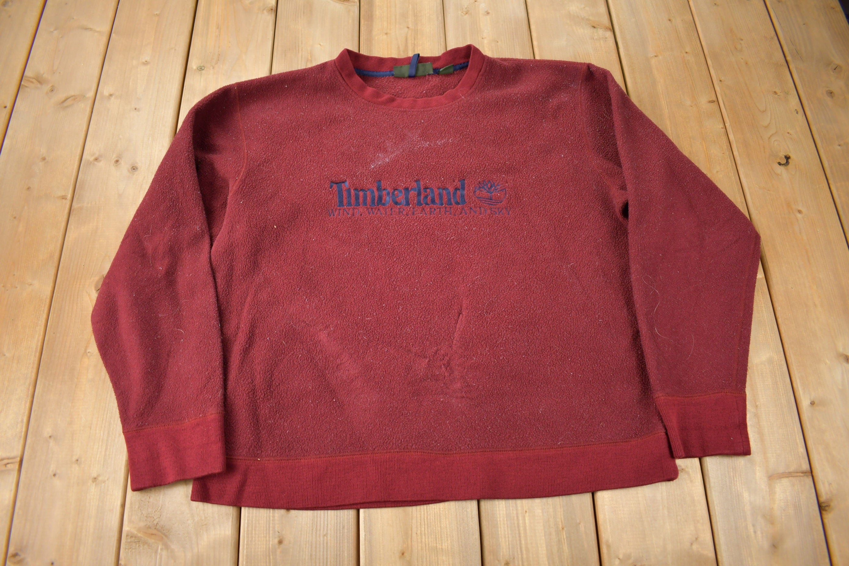 Vintage 1990s Timberland Embroidered Fleece Crewneck Sweater