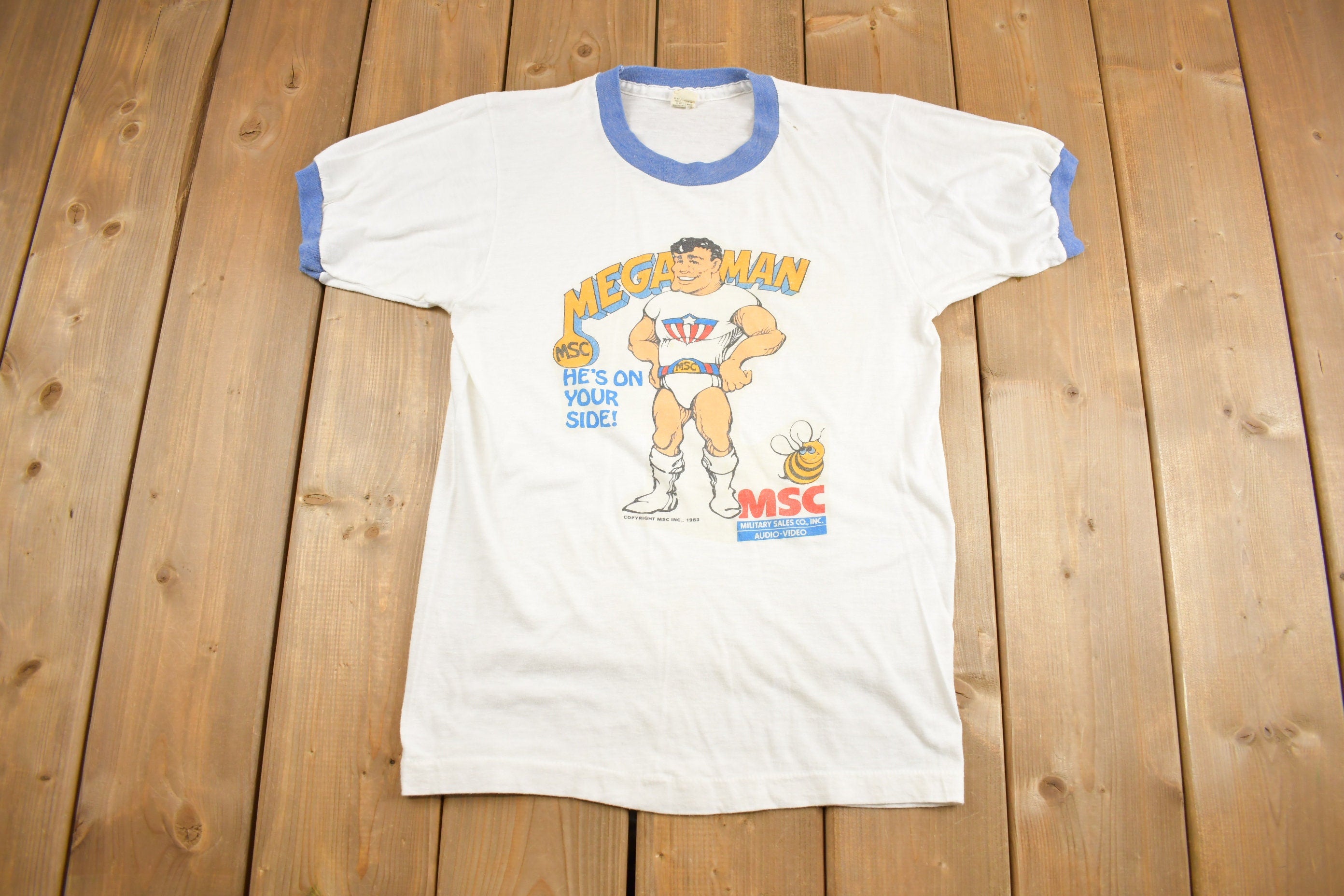 Vintage 1983 Mega Man MSC Ringer T-Shirt