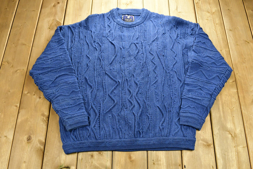 Vintage 1990's 3D Cable Knit 100% Wool Sweater