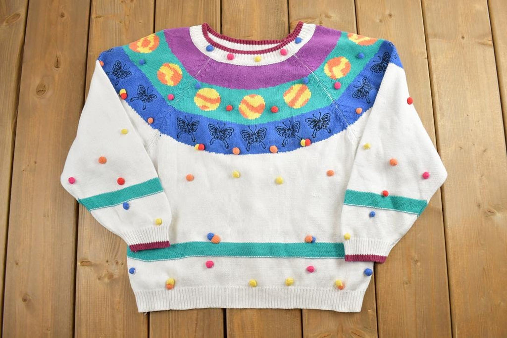 Vintage 1990s Easter Knit Crewneck Sweater  90s Crewneck  Made In USA  Preppy