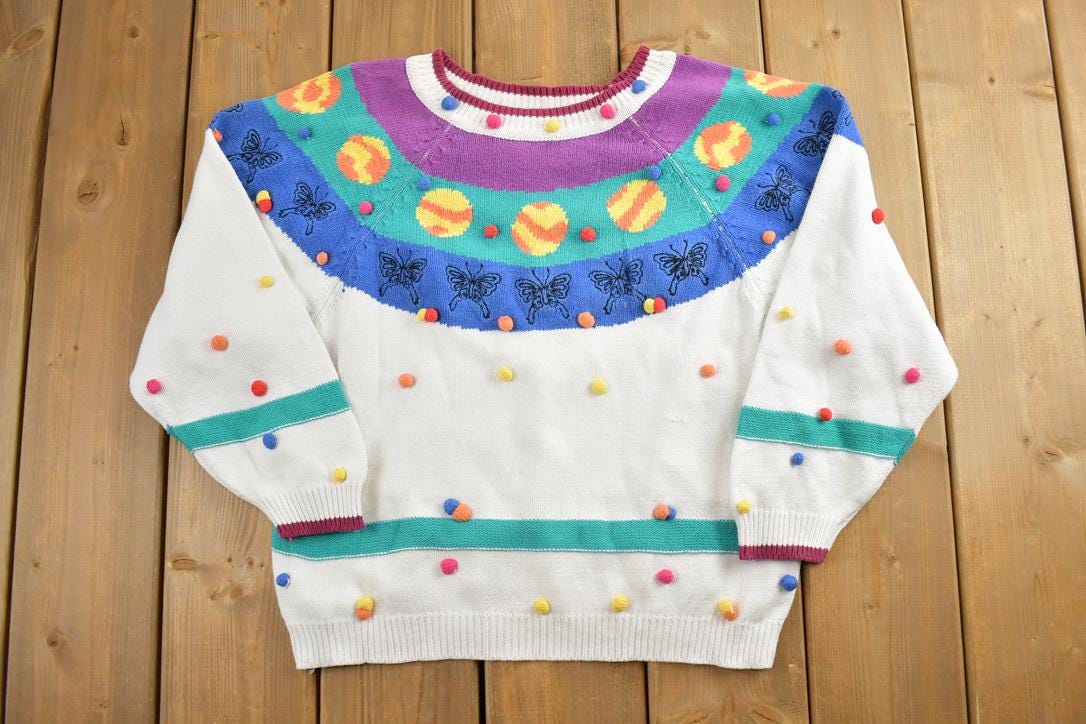 Vintage 1990s Easter Knit Crewneck Sweater  90s Crewneck  Made In USA  Preppy