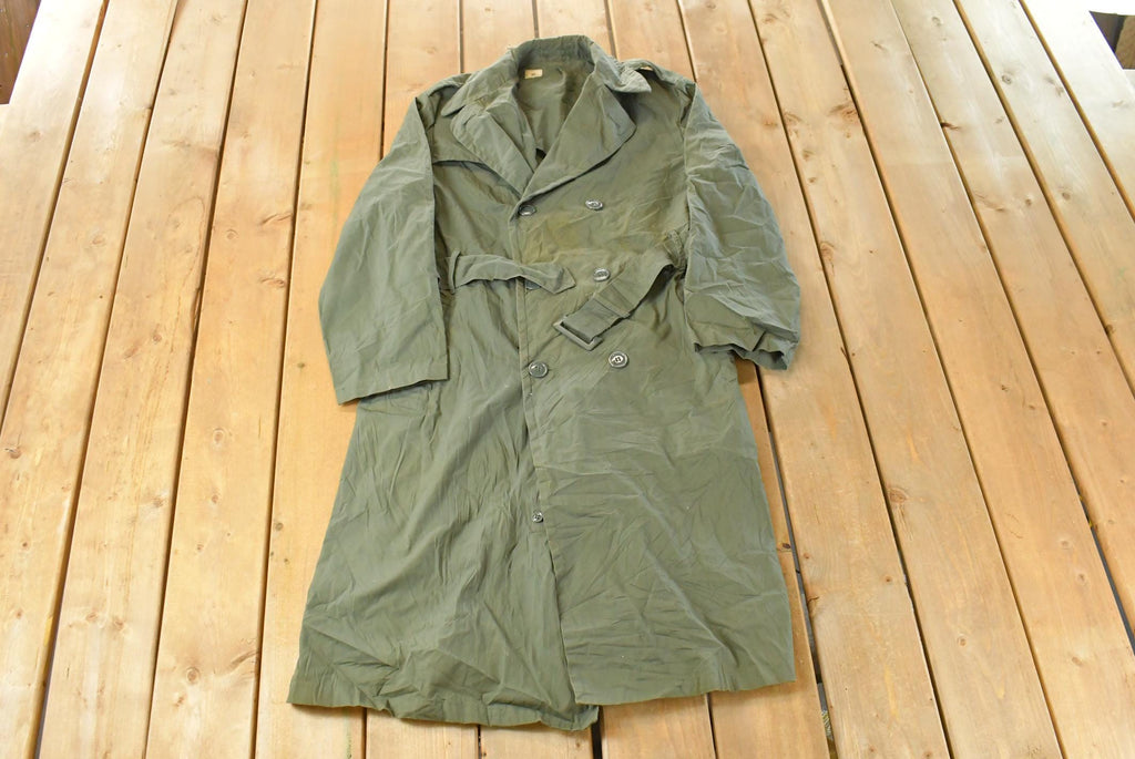Vintage 1970s Military Overcoat Trench Jacket Men's Medium