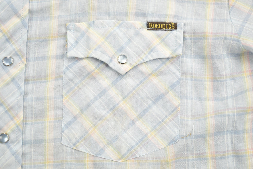 Vintage 1990s Roebucks Flannel Button Up Shirt / 1990s Button Up / Vintage Flannel / Plaid Shirt / Button Down / Western / Casual