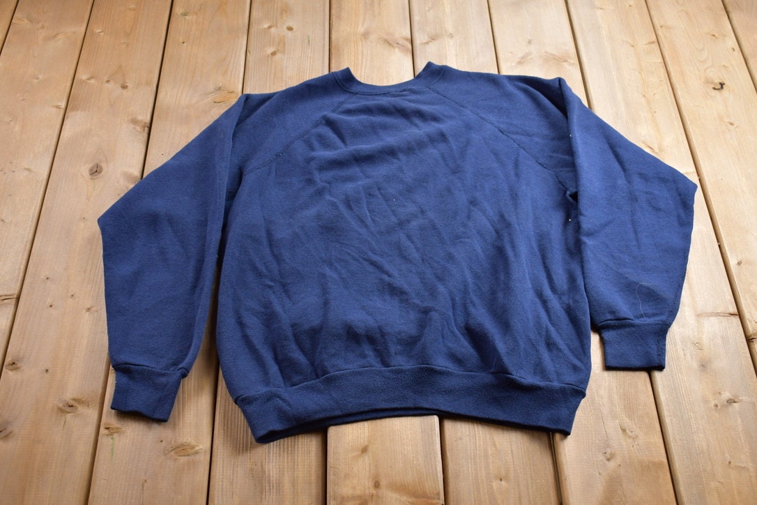 Vintage 1990s Navy Blue Blank Crewneck Sweatshirt