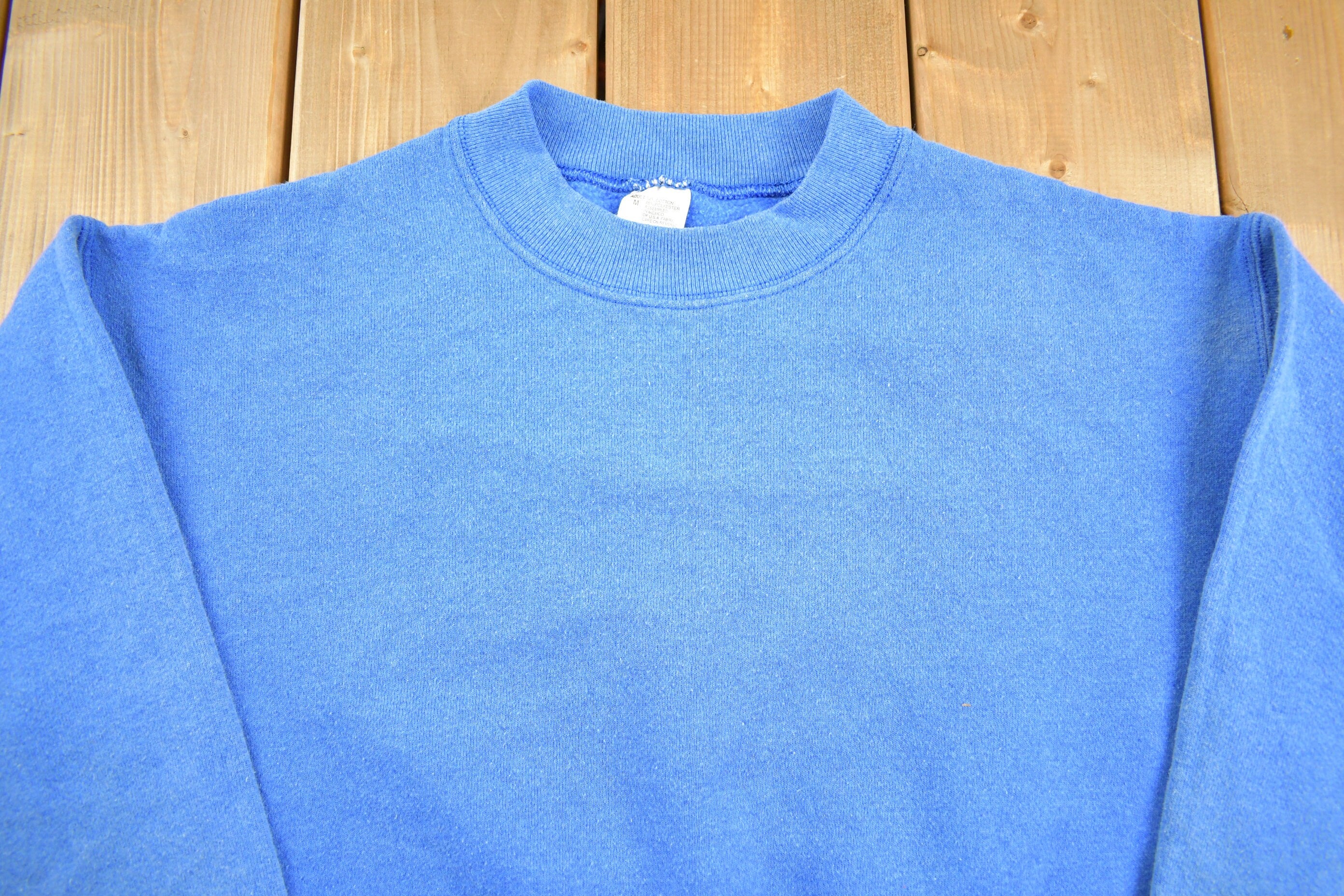 Vintage 1990s Fruit Of The Loom Blue Blank Crewneck Sweatshirt