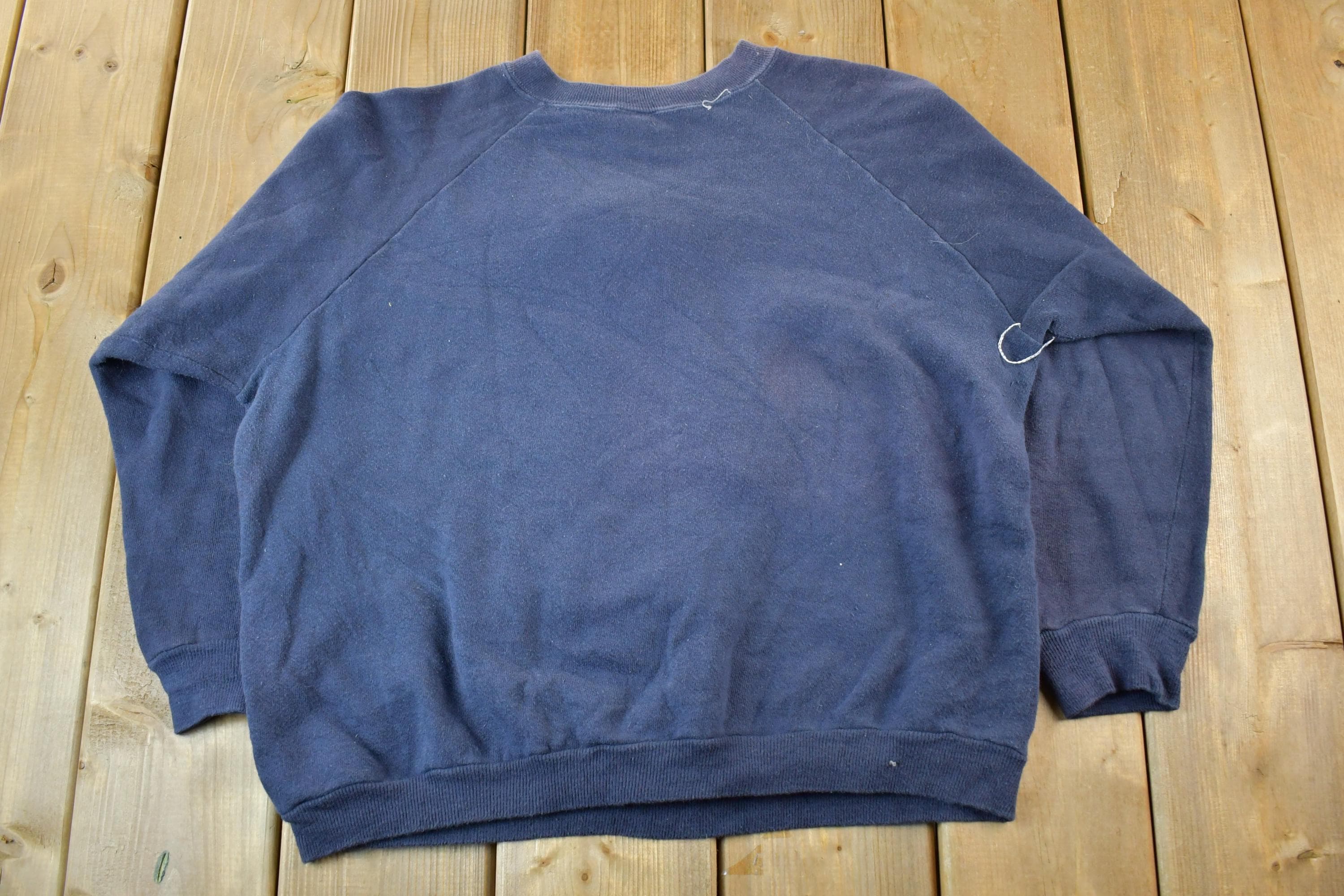 Vintage 1990s Blank Blue Crewneck Sweatshirt Adult Medium