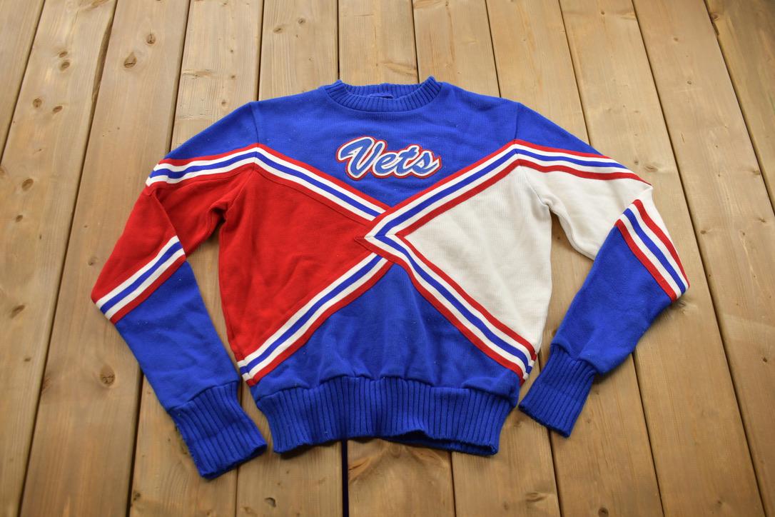 Vintage 1970s Vets Cheerleading Abstract Knitted Crewneck Sweater