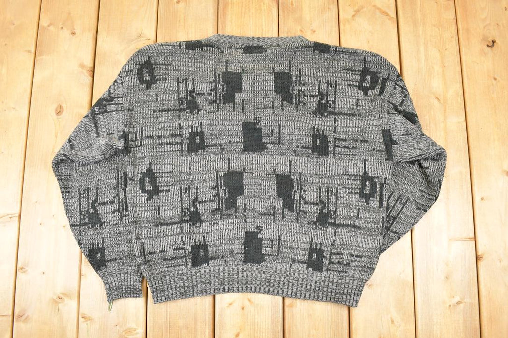 Vintage 1990s Chauvin Abstract Knit Crewneck Sweater Men's L