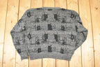Vintage 1990s Chauvin Abstract Knit Crewneck Sweater Men's L