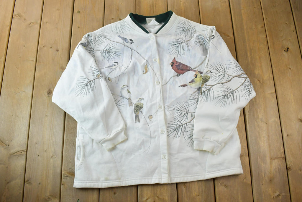 Vintage 1990s Crazy Bird Button Up Double Collar Crewneck