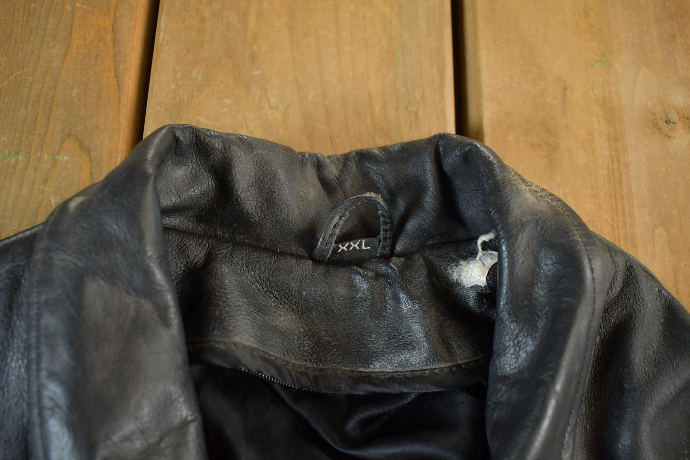 Vintage 1990s Genuine Leather Biker Jacket Adult Large