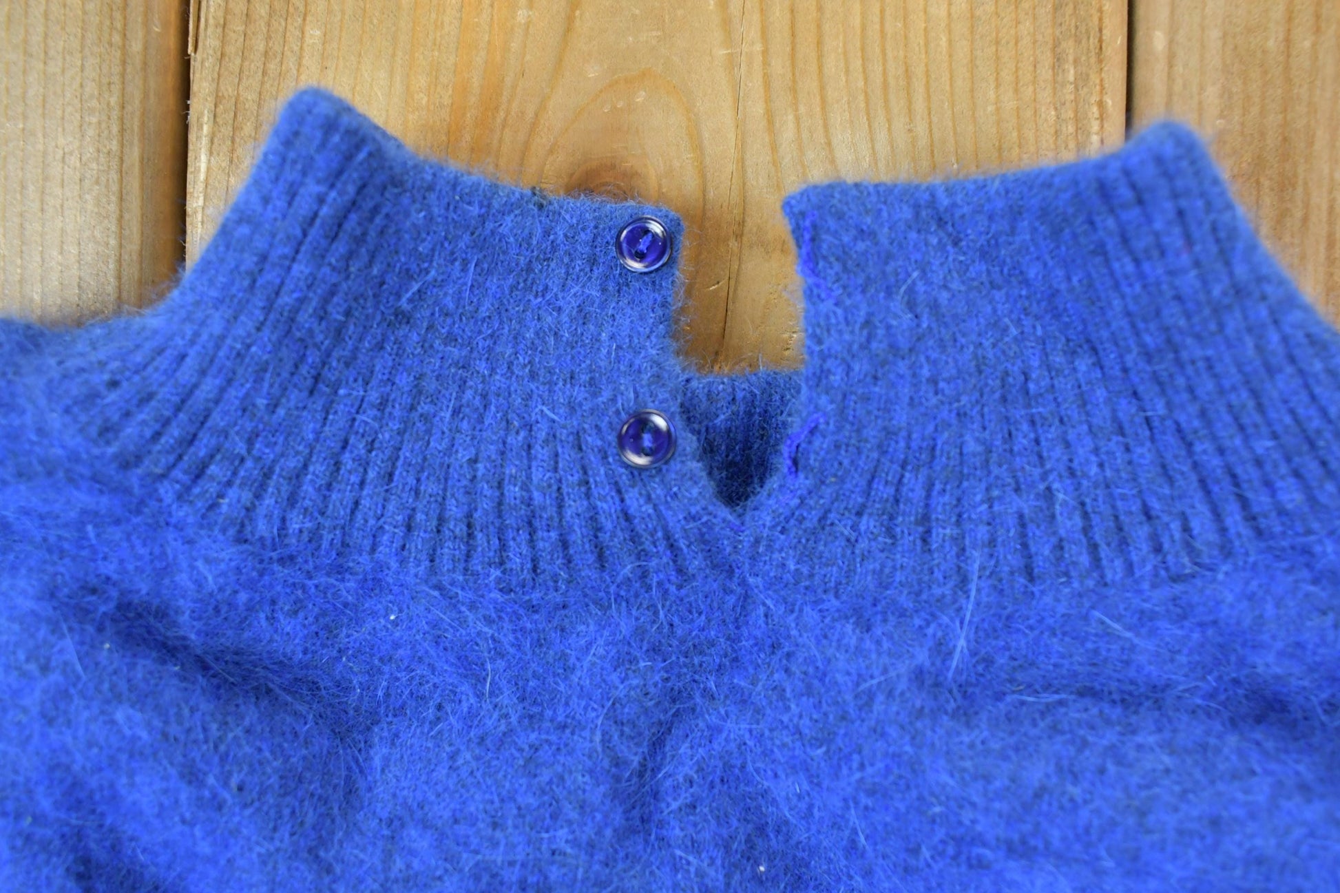 Vintage 1990s Cookie Monster Blue 100% Wool Knit Sweater